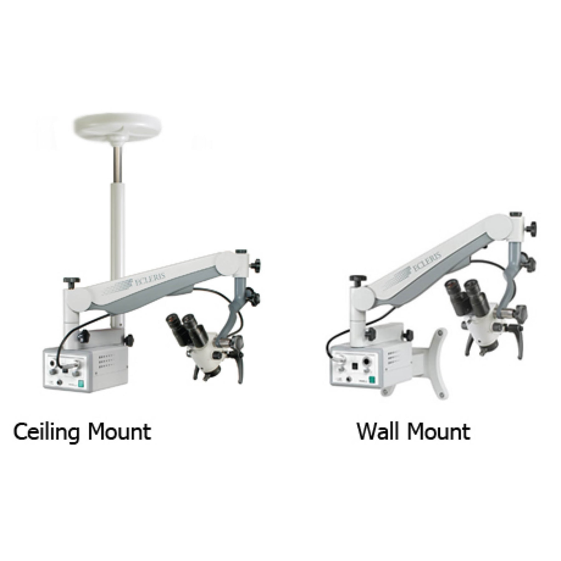 The Ecleris OM-100 Microscope can be wall or ceiling mounted with a mobile arm for greater movement.