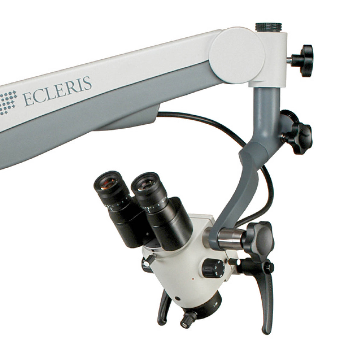 The Ecleris OM-100 Microscope can be wall or ceiling mounted with a mobile arm for greater movement.