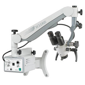 The Eleris OM-100 Microscope can be wall or ceiling mounted with a mobile arm for greater movement.